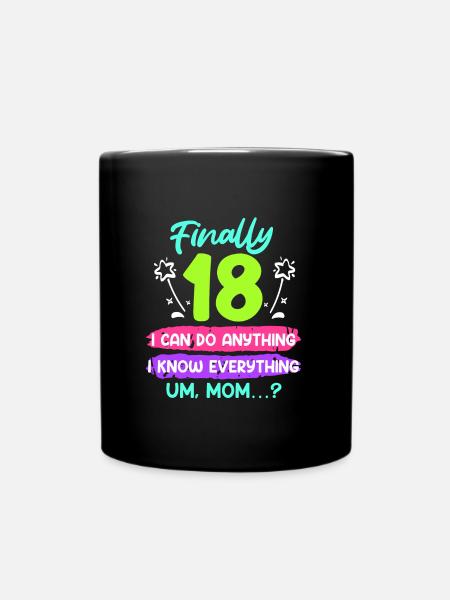 Finally 18 years 18th birthday - Full Colour Mug - black