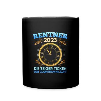 Rentner 2023 die Zeiger ticken Renteneintritt - Tasse einfarbig - Schwarz - Vorne