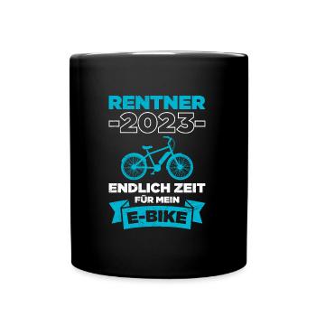 Rentner 2023 - endlich Zeit für mein E-Bike - Tasse einfarbig - Schwarz - Vorne