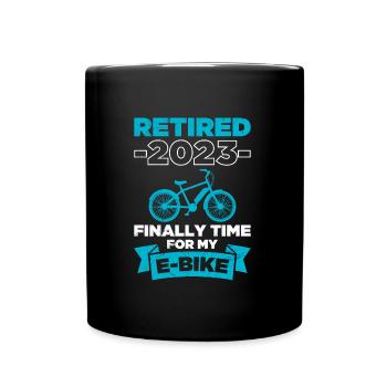 Retraités 2023 - enfin l’heure de mon vélo électrique - Mug uni - noir - Devant