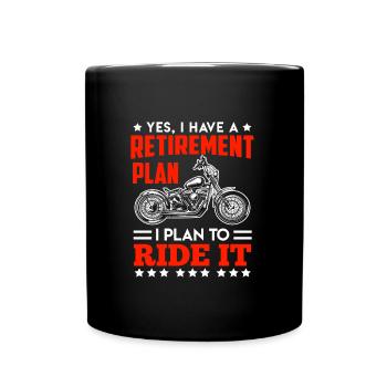 Biker Pensioner Retirement Motorcycling - Full Colour Mug - black - Front