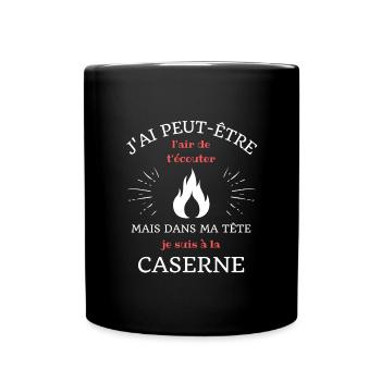dans ma tete caserne humour pompier homme cadeau - Mug uni - noir - Devant