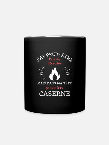 dans ma tete caserne humour pompier homme cadeau - Mug uni - noir