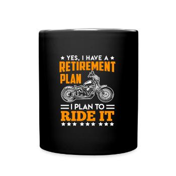 Biker Pensioner Retirement Motorcycling - Full Colour Mug - black - Front