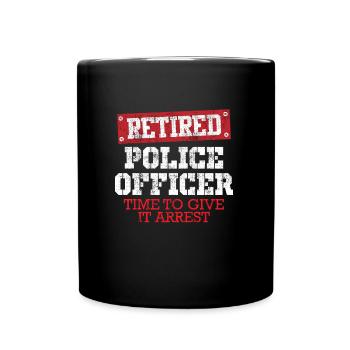Police officer retired policeman pension - Full Colour Mug - black - Front