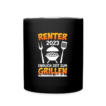 Rentner 2023 endlich zeit zum grillen - Tasse einfarbig - Schwarz - Vorne