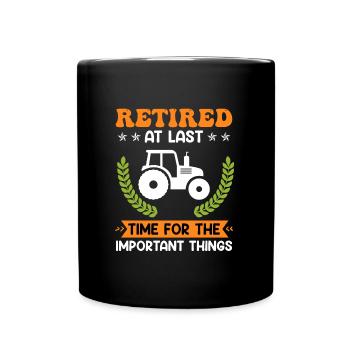 Farmer retired Farm Pensioner Tractor - Full Colour Mug - black - Front