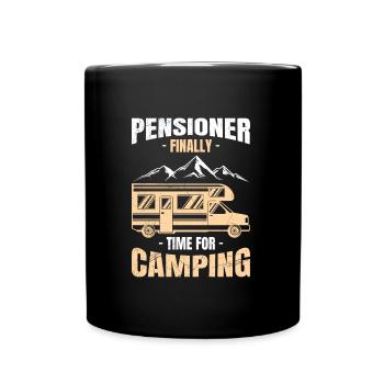 Rentner Zeit zum campen Camping Camper - Tasse einfarbig - Schwarz - Vorne