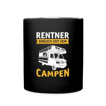 Rentner endlich Zeit zum Campen - Tasse einfarbig - Schwarz - Vorne