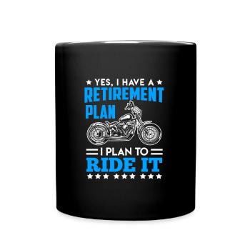 Bikers Pensioners Retired Motorcycling - Full Colour Mug - black - Front