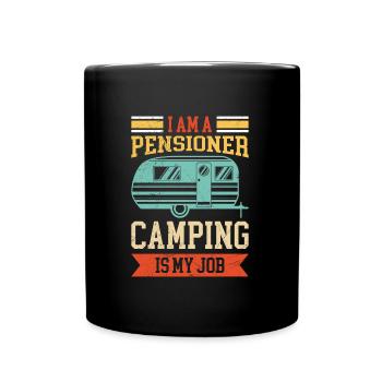 Rentner campen ist mein Job Camping - Tasse einfarbig - Schwarz - Vorne