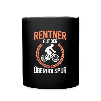Rentner auf der Überholspur Rennradfahrer - Tasse einfarbig - Schwarz - Vorne