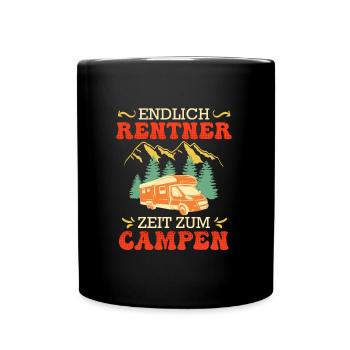 Renteneintritt endlich Zeit zum Campen - Tasse einfarbig - Schwarz - Vorne