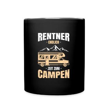 Rentner Zeit zum campen Camping Camper - Tasse einfarbig - Schwarz - Vorne