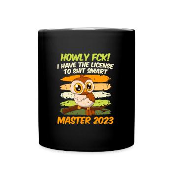 Master 2023 Lizenz zum Klugscheißen Master - Tasse einfarbig - Schwarz - Vorne