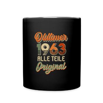 Oldtimer 1963 alle Teile Original 60. Geburtstag - Tasse einfarbig - Schwarz - Vorne