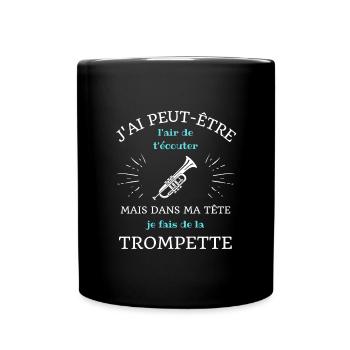 dans ma tete trompette homme humour trompettiste - Mug uni - noir - Devant