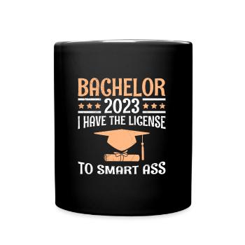 Lizenz zum klugscheißen Bachelor Abschluss - Tasse einfarbig - Schwarz - Vorne