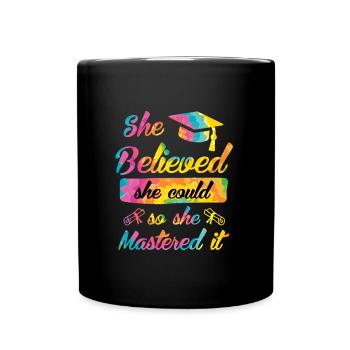 Elle a maîtrisé le Master - Mug uni - noir - Devant