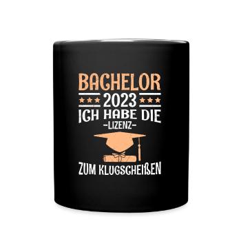 Lizenz zum klugscheißen Bachelor Abschluss - Tasse einfarbig - Schwarz - Vorne