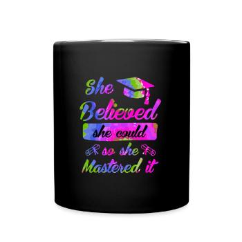 Elle a maîtrisé le Master - Mug uni - noir - Devant