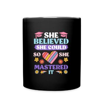 Elle a maîtrisé le Master - Mug uni - noir - Devant