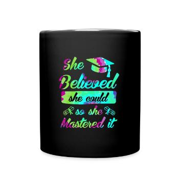 Elle a maîtrisé le Master - Mug uni - noir - Devant