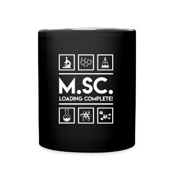 Master Abschluss endlich fertig Master of Science - Tasse einfarbig - Schwarz - Vorne