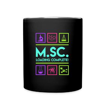 Master Abschluss endlich fertig Master of Science - Tasse einfarbig - Schwarz - Vorne