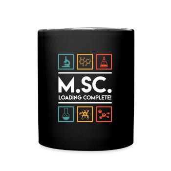 Master Abschluss endlich fertig Master of Science - Tasse einfarbig - Schwarz - Vorne