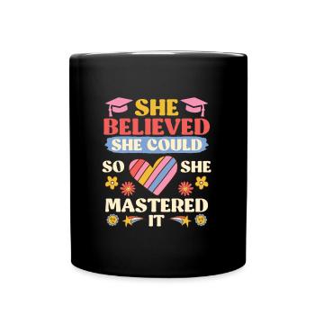 Elle a maîtrisé le Master - Mug uni - noir - Devant