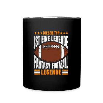 Dieser Typ ist eine lebende Fantasy Football - Tasse einfarbig - Schwarz - Vorne