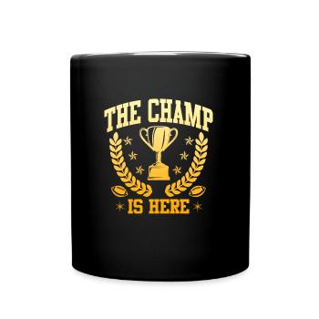 Der Fantasy Football Champ ist hier - Tasse einfarbig - Schwarz - Vorne