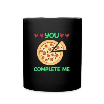 Lovers Dinner Date Pizza Love Valentine's Day - Full Colour Mug - black - Front