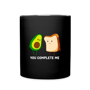 You complete me Avocado Love Couples - Full Colour Mug - black - Front