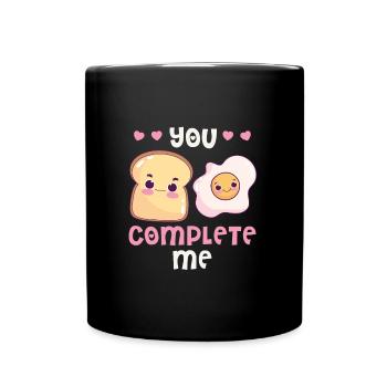 Lovers Eggs Bacon Toast Breakfast Valentine's Day - Full Colour Mug - black - Front