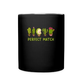 Perfektes Match Igel und Kaktus Valentinstag - Tasse einfarbig - Schwarz - Vorne