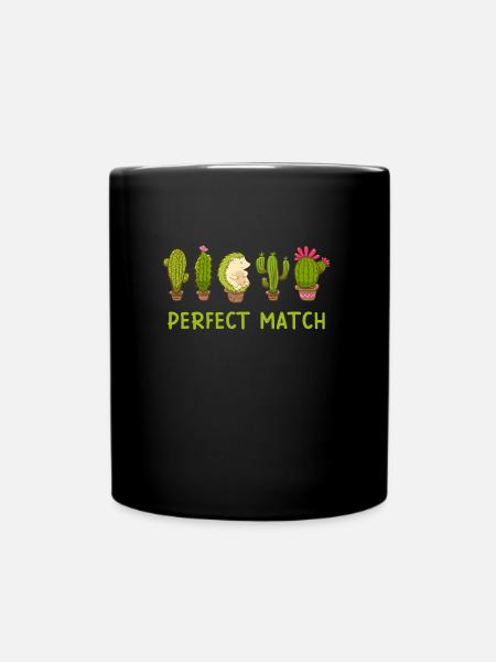 Perfektes Match Igel und Kaktus Valentinstag - Tasse einfarbig - Schwarz