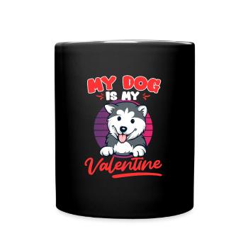 Husky Mon chien est mon amour Saint-Valentin - Mug uni - noir - Devant