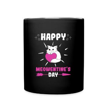 Happy Meowentine's Day Cats Valentine's Day - Full Colour Mug - black - Front
