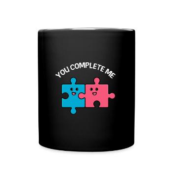 Valentine's Day Saying You complete me - Full Colour Mug - black - Front