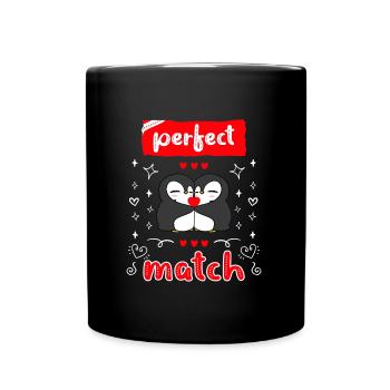 Perfect Match! Penguin Love Valentine's Day - Full Colour Mug - black - Front