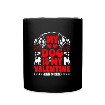 Le chien propriétaire du chien est mon Valentin - Mug uni - noir - Devant