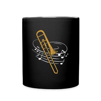 Trombone Sheet Music Trombone Player Instrument - Full Colour Mug - black - Front