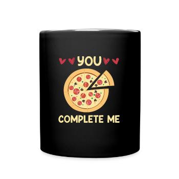 Lovers Dinner Date Pizza Love Valentine's Day - Full Colour Mug - black - Front