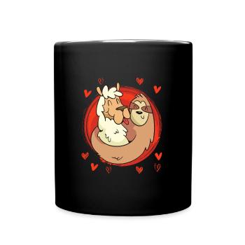 Ich liebe mein Faultier Schatz Liebe Valentinstag - Tasse einfarbig - Schwarz - Vorne