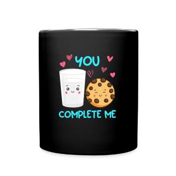 Kaffee Liebe Kekse Liebespaar Valentinstag - Tasse einfarbig - Schwarz - Vorne