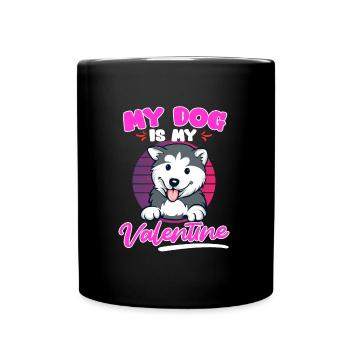 Husky Mon chien est mon amour Saint-Valentin - Mug uni - noir - Devant