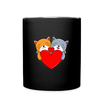 Chats amoureux de la Saint-Valentin Cher Valentin - Mug uni - noir - Devant