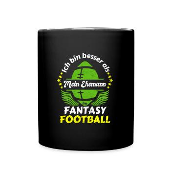 Fantasy Football Ehefrau Damen - Tasse einfarbig - Schwarz - Vorne